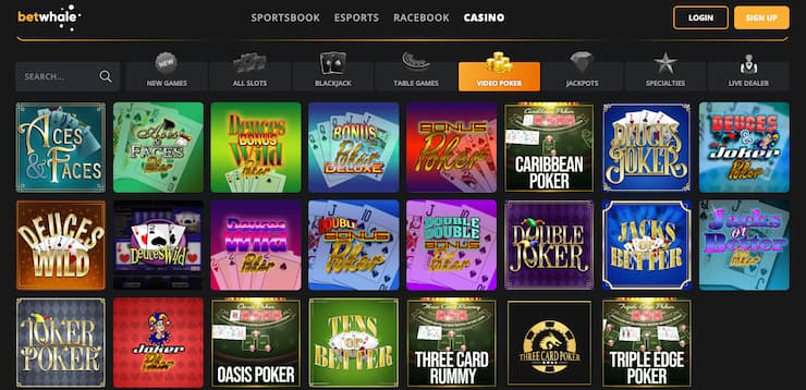 An image of BetWhale, one of the best online video poker sites.